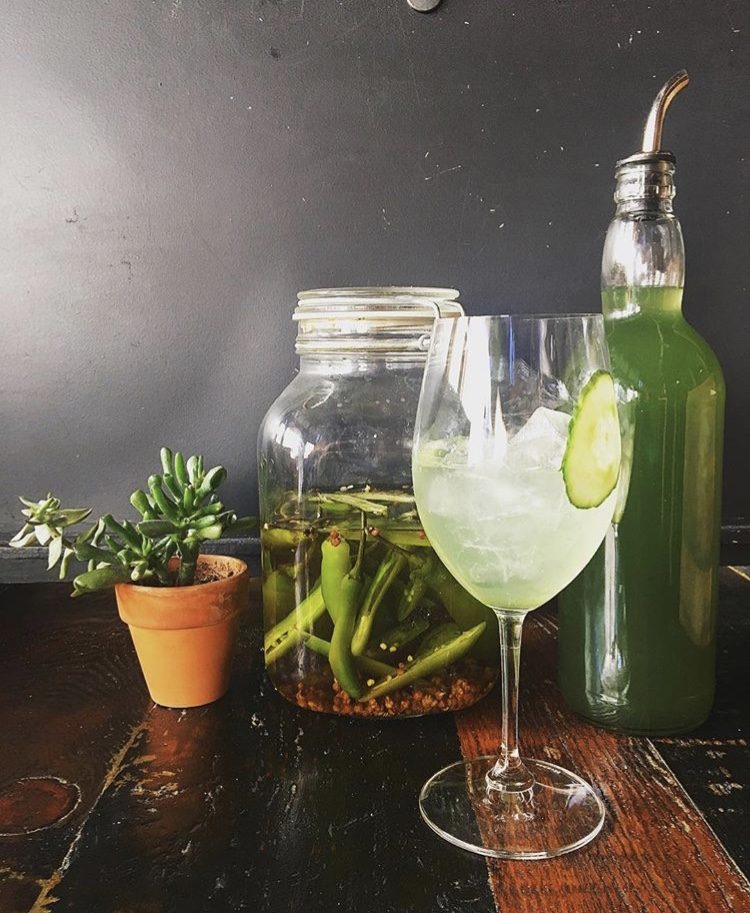 Duende's El Silencio Mezcal and green pepper tonic cocktail
